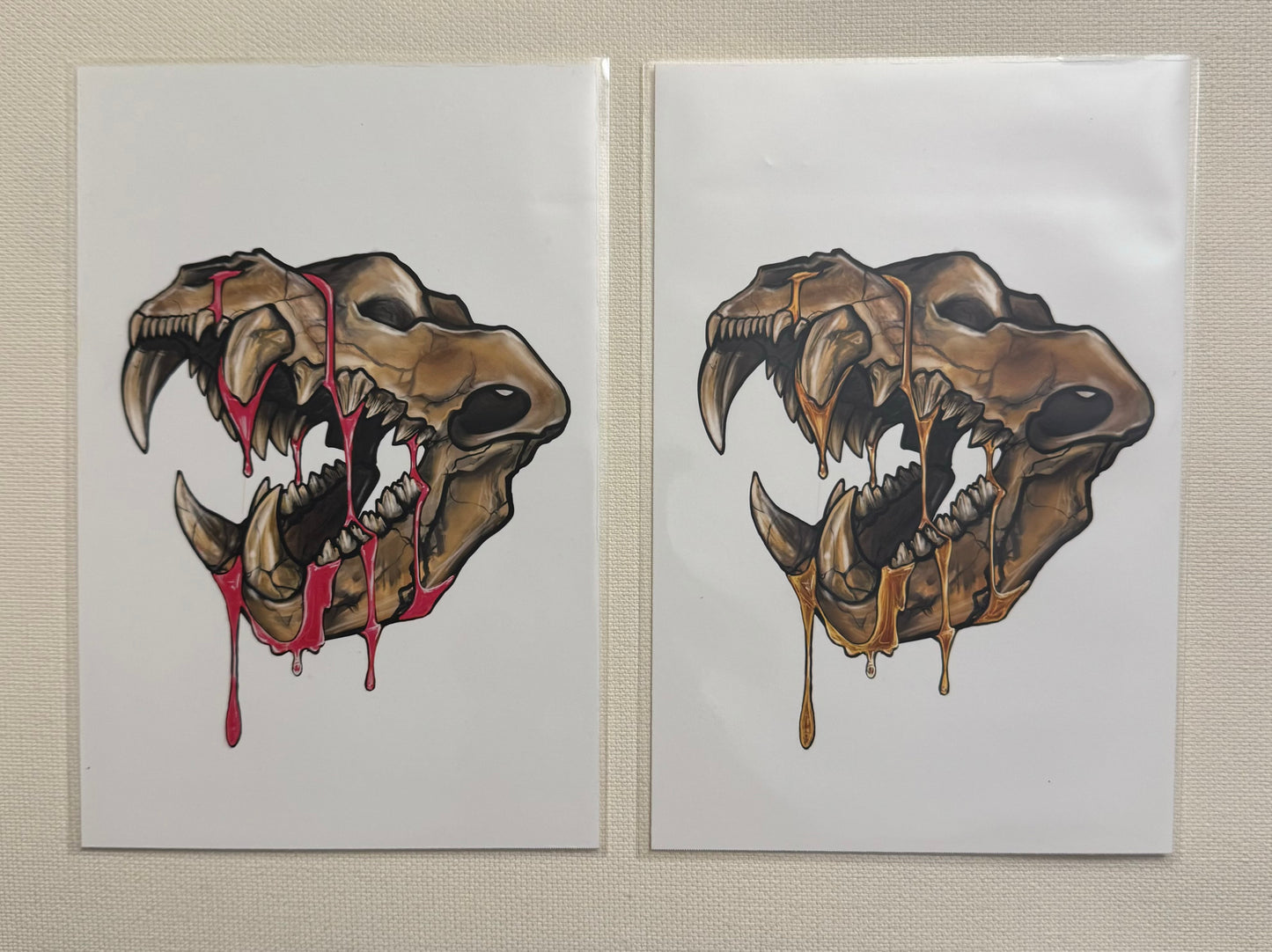 Pre-historic hyena skull - 4x6 print, based on original artwork