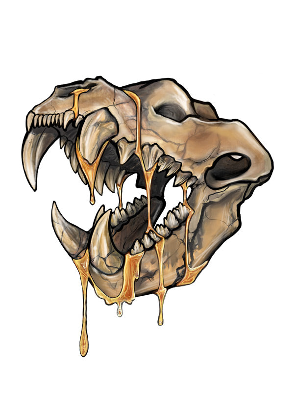 Pre-historic hyena skull - 4x6 print, based on original artwork